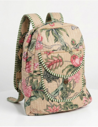 Sac à dos coton matelassé bohème