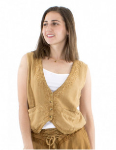 Gilet sans manches boutons et poches 2