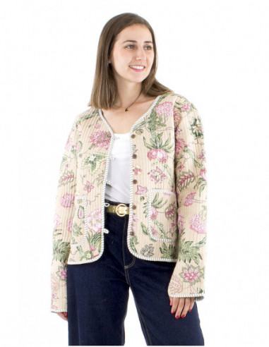Quilted cotton reversible boho jacket