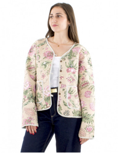 Quilted cotton reversible boho jacket