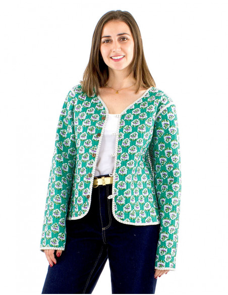 Quilted cotton reversible boho jacket