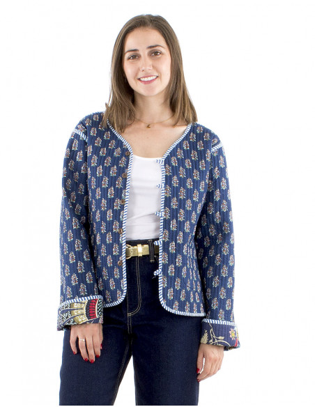 Quilted cotton reversible boho jacket